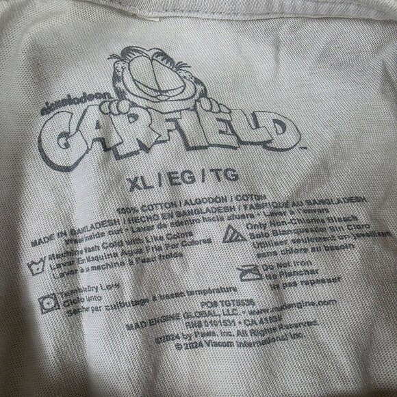 Garfield Lasagna Graphic Tee Mens XL White Shirt Cartoon Comic Short Sleeve - Picture 5 of 9